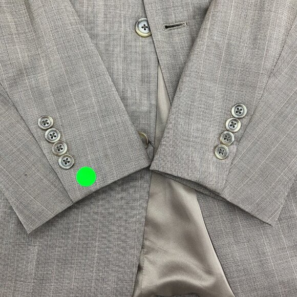 Linea Uomo Suit Men 40R 34Wx28L Brown Blue Stripe Super 100s Wool Classic Career - Picture 3 of 16